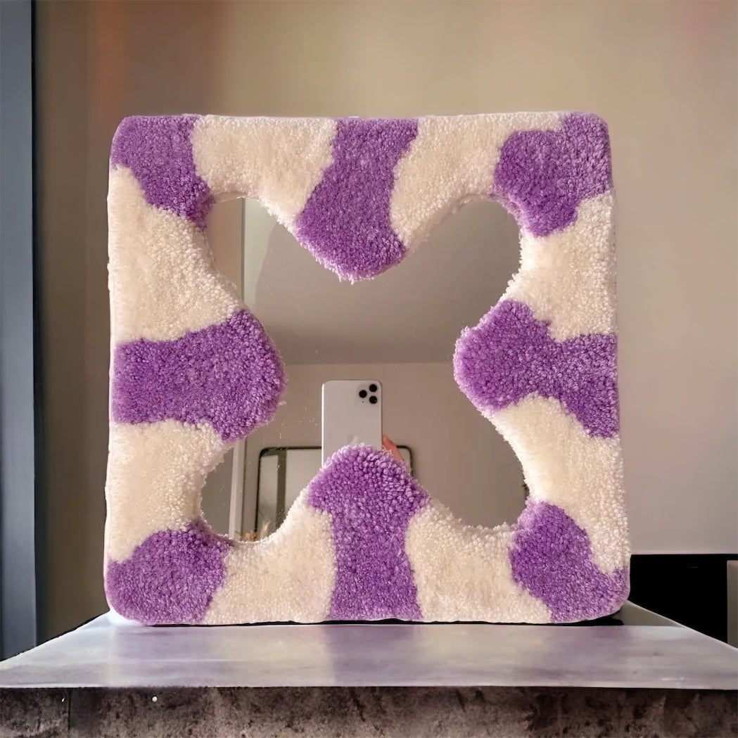 Purple Handmade Tufted Mirror