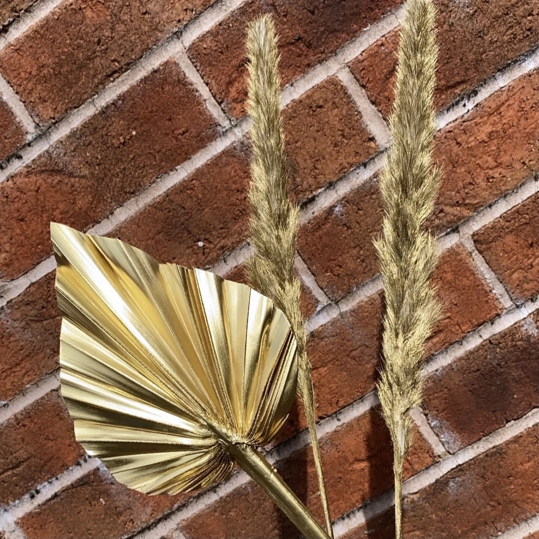 Luxury Gold Palm Spear & Gold Pampas Cake Topper