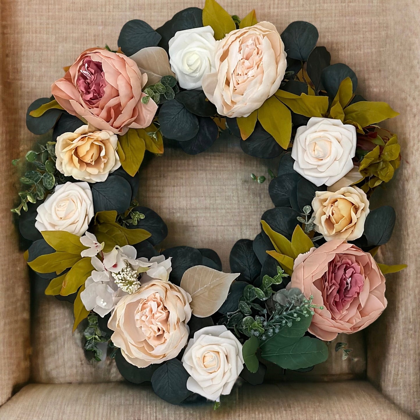Handmade Eucalyptus Peony & Rose Wreath