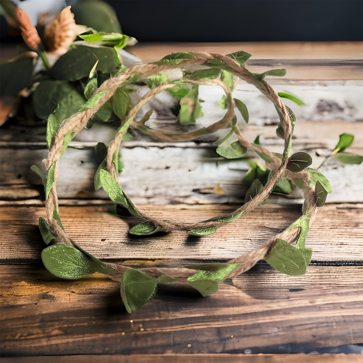Braided Jute | Green Leaf Vine