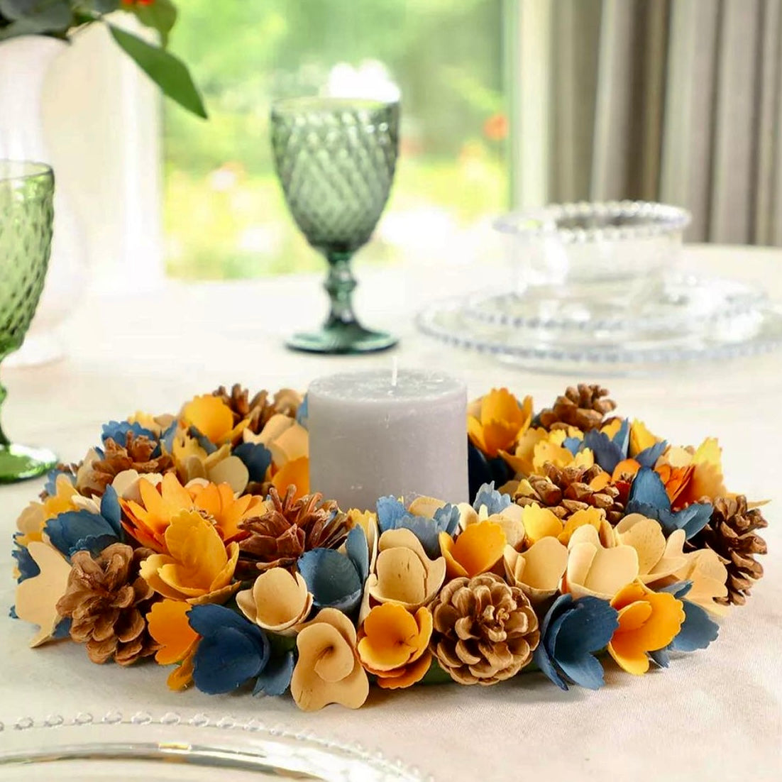 Orange and Blue Sunset Autumn Wreath