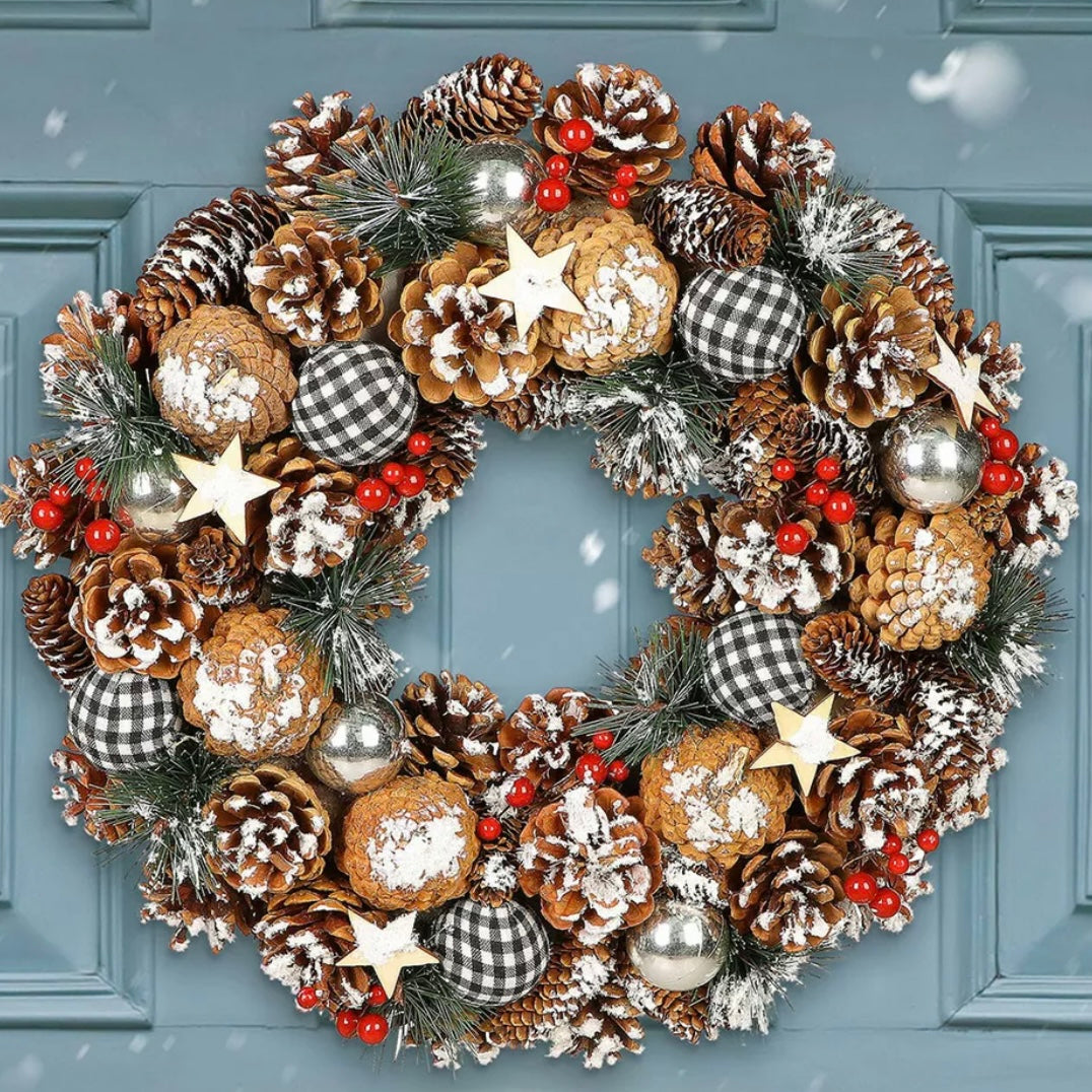 Handmade Luxury Christmas Wreath | Trending Gingham Style | Chequered Wreath |