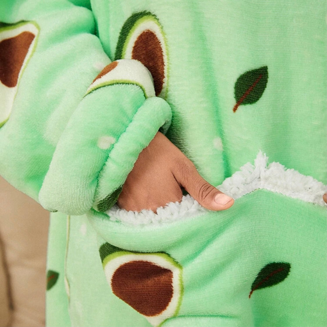 Giant Thick Fluffy Avocado Hoodie Blanket Poncho Matching Mummy & Daughter