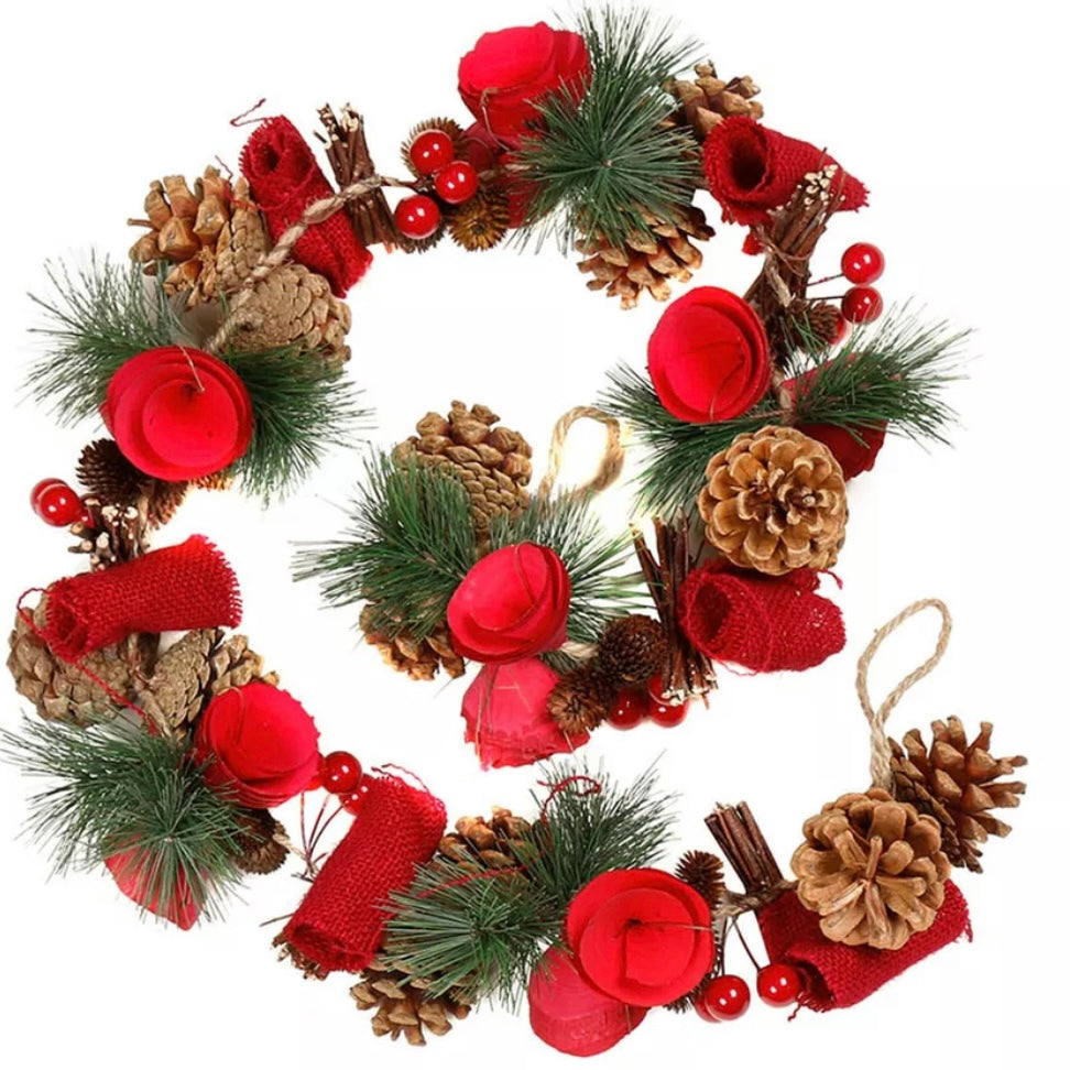 Traditional Luxury Beautiful Red Winter Rose Christmas Garland