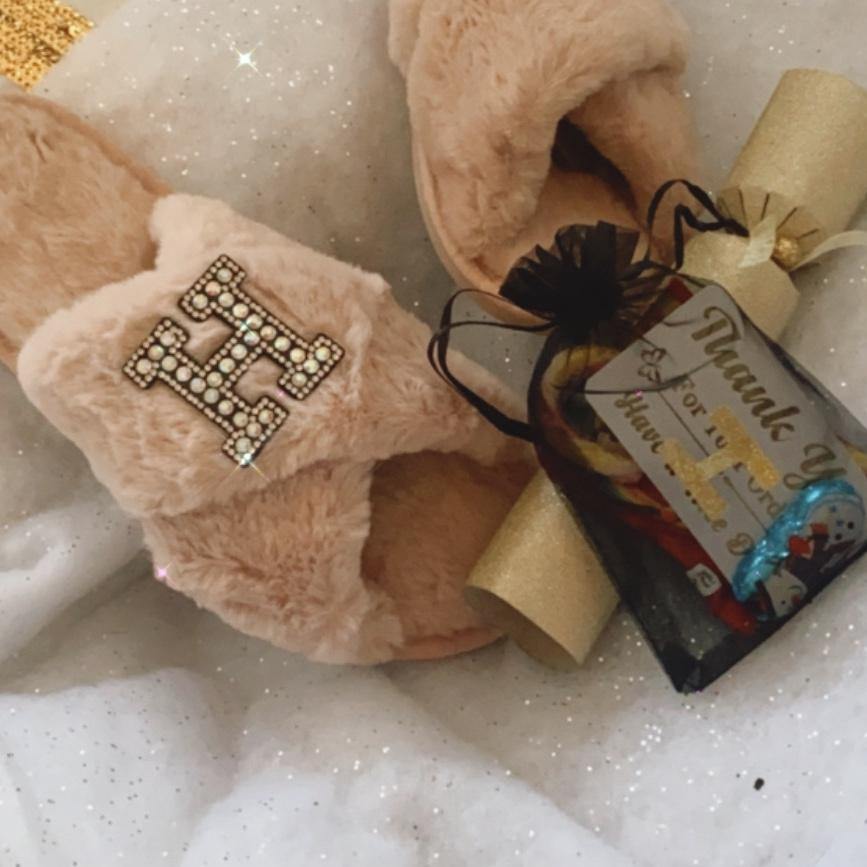 Customised Blush Faux Fur ‘𝓑𝓮𝔂𝓸𝓷𝓬𝓮’ Slippers. - Pretty Little Presents