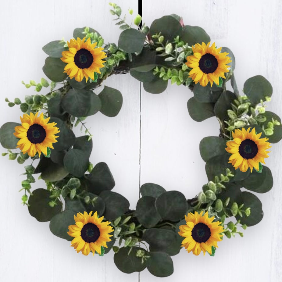 Large Eucalyptus Sunflower Wreath