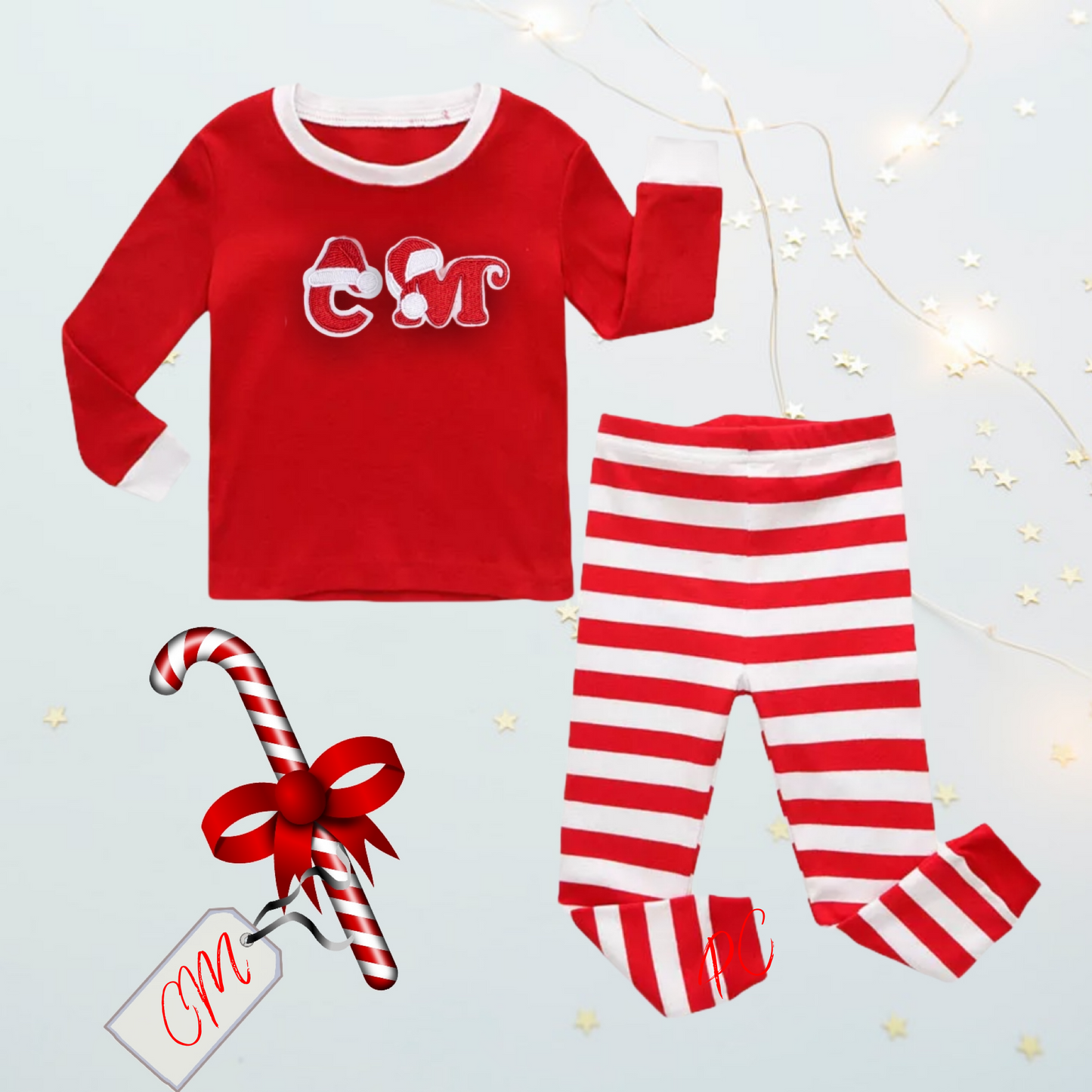 Unisex Customised Santa Hat Initial ‘ 𝓢𝓪𝓻𝓪‘ Christmas Pyjamas - Pretty Little Presents