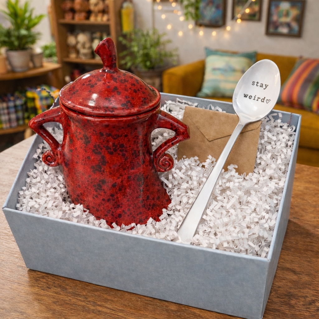 Ceramic Canisters with Attitude – 4 Colours | Gift Set with “Stay Weird” Spoon
