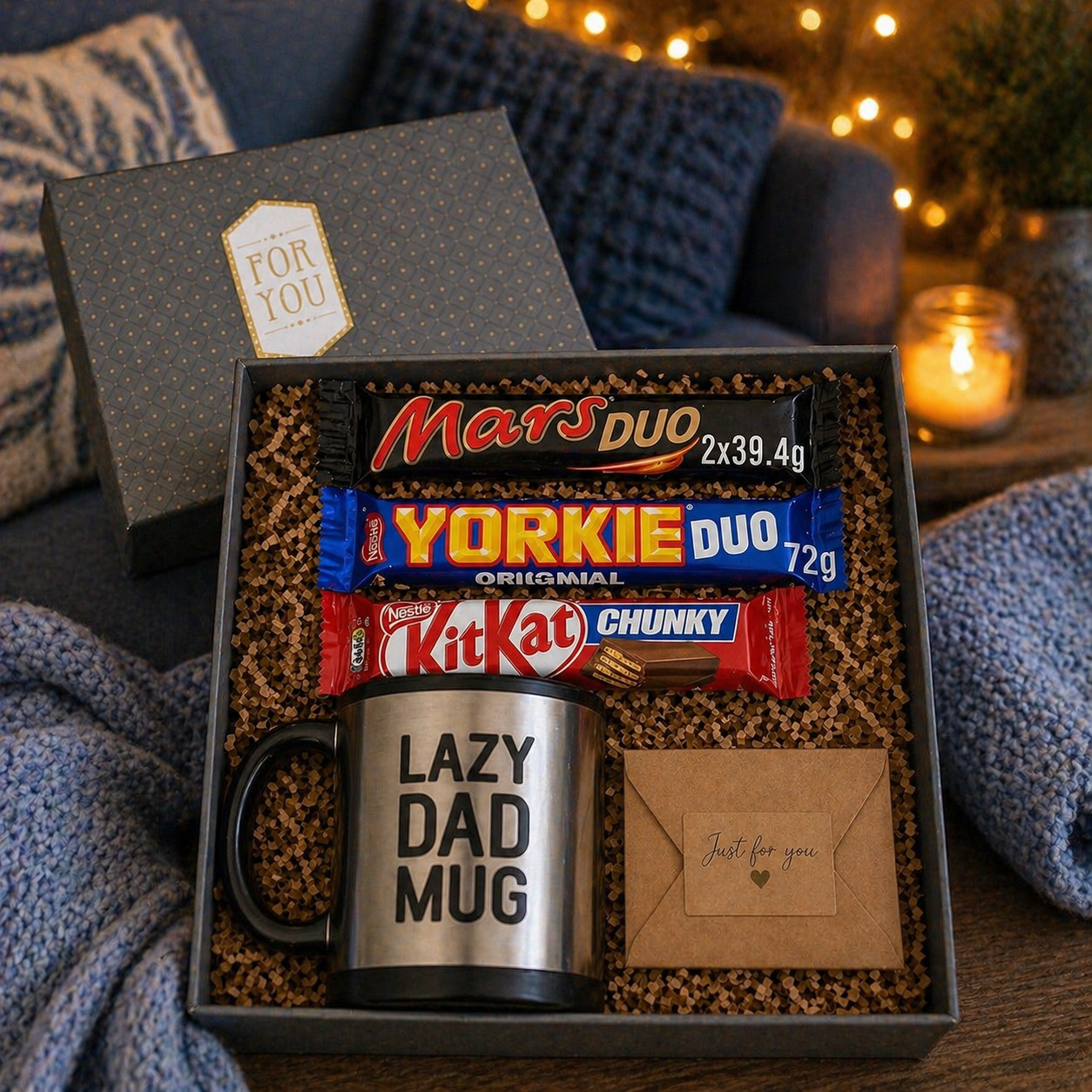 Ultimate “Lazy Dad” Gift Set Chocolate Hamper & Self-Stirring Mug