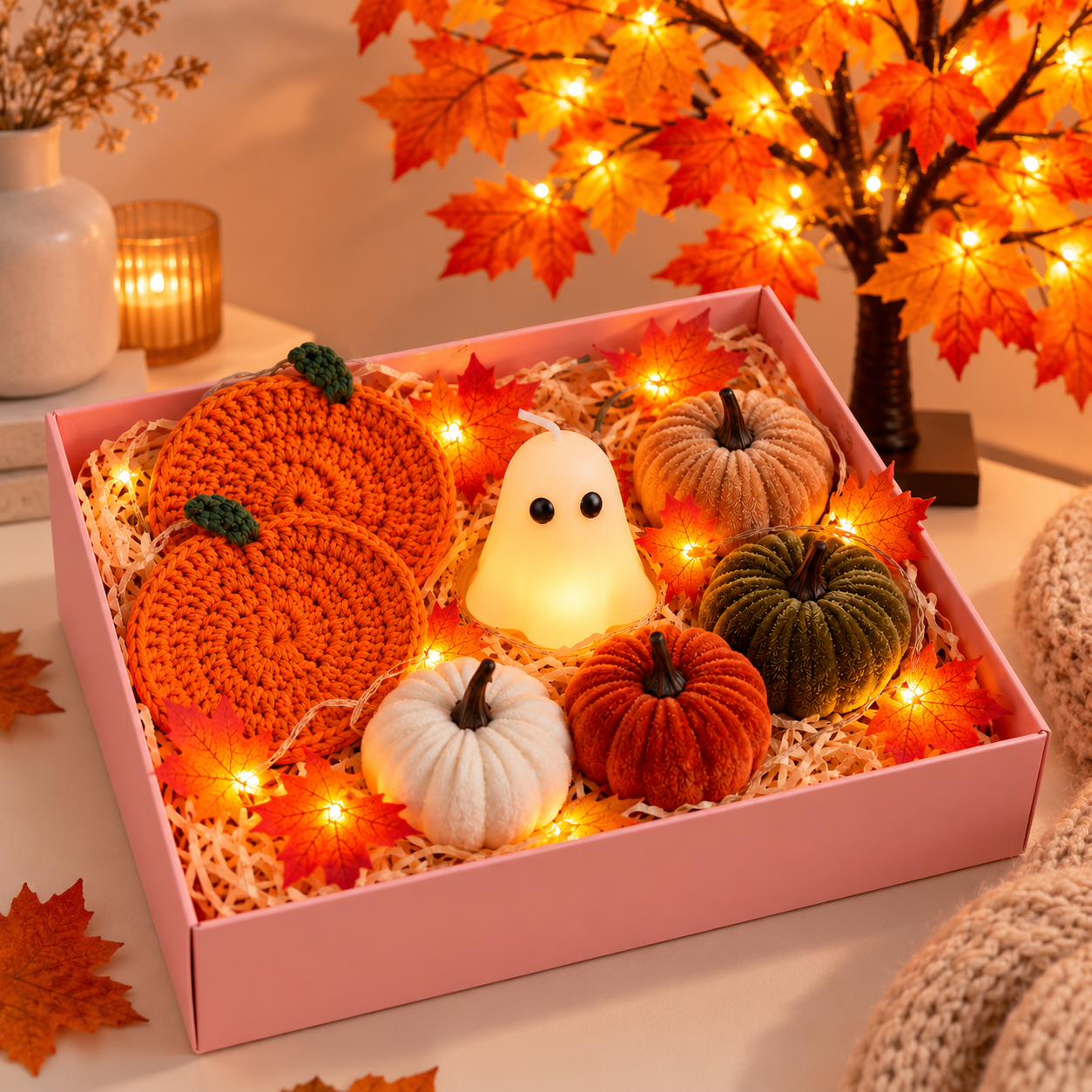 Autumn Maple Leaf Tree & Mini Homeware Gift Set