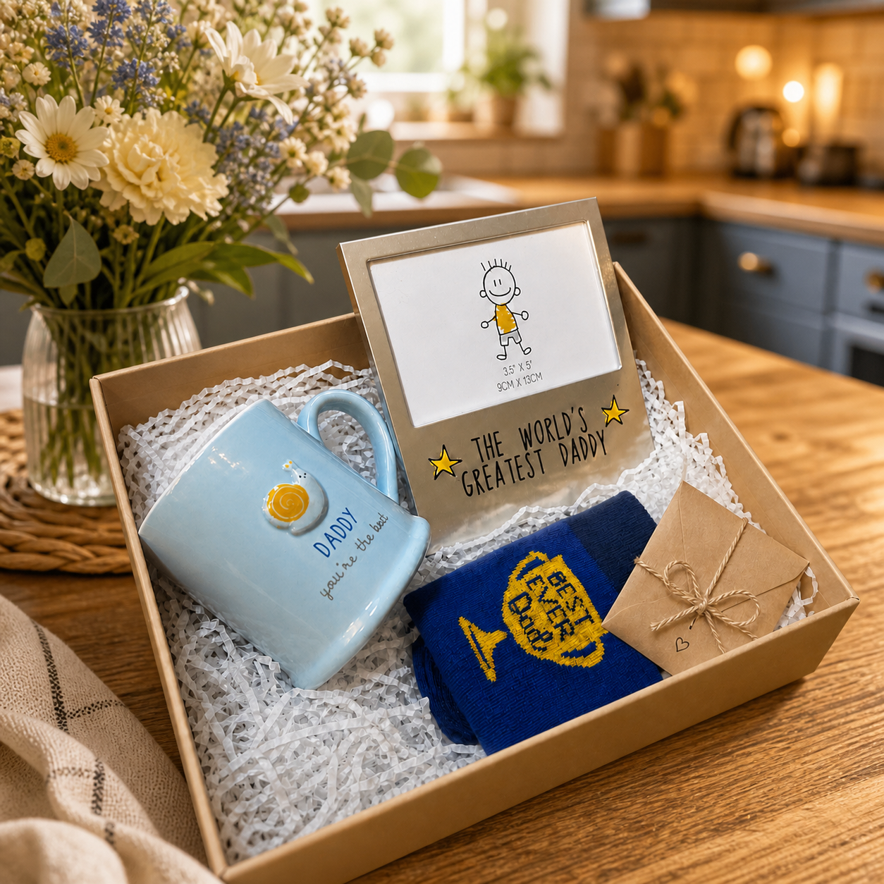 Thoughtful Dad Gift Set – Best Dad Mug, Frame & Socks