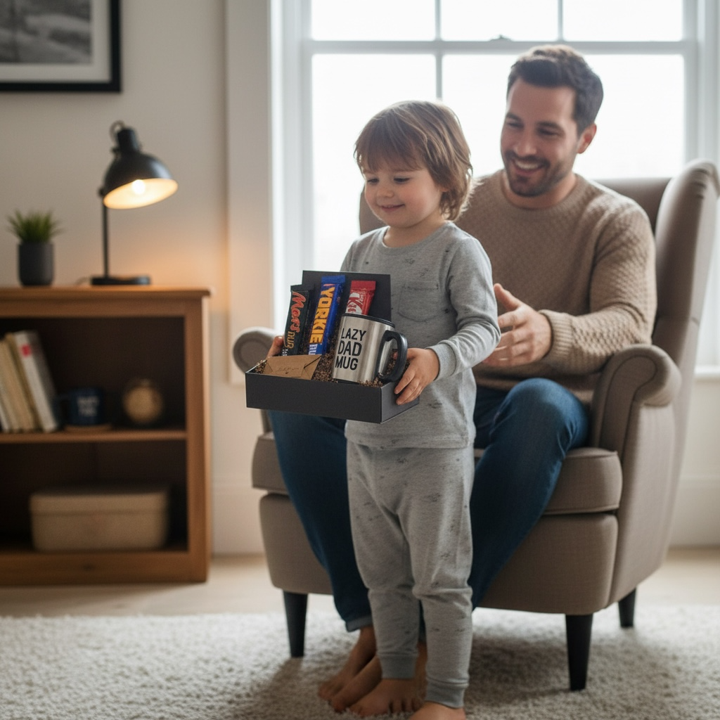 Ultimate “Lazy Dad” Gift Set Chocolate Hamper & Self-Stirring Mug