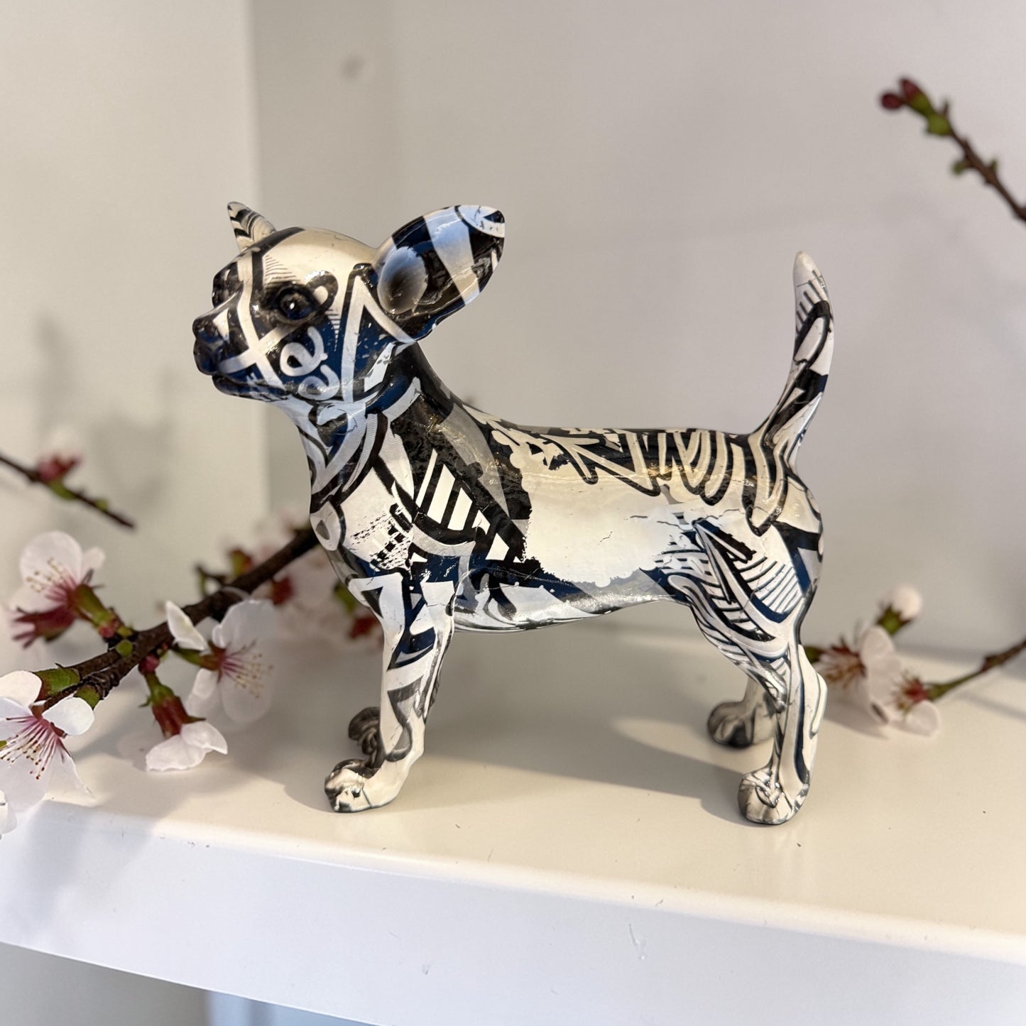 Chihuahua Graffiti Black & White Ornament