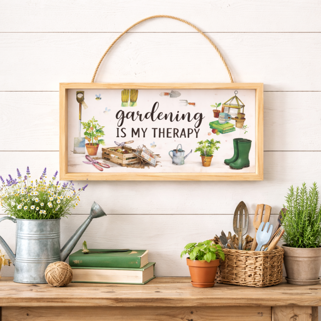 Wood Gardening Is My Therapy Plaque