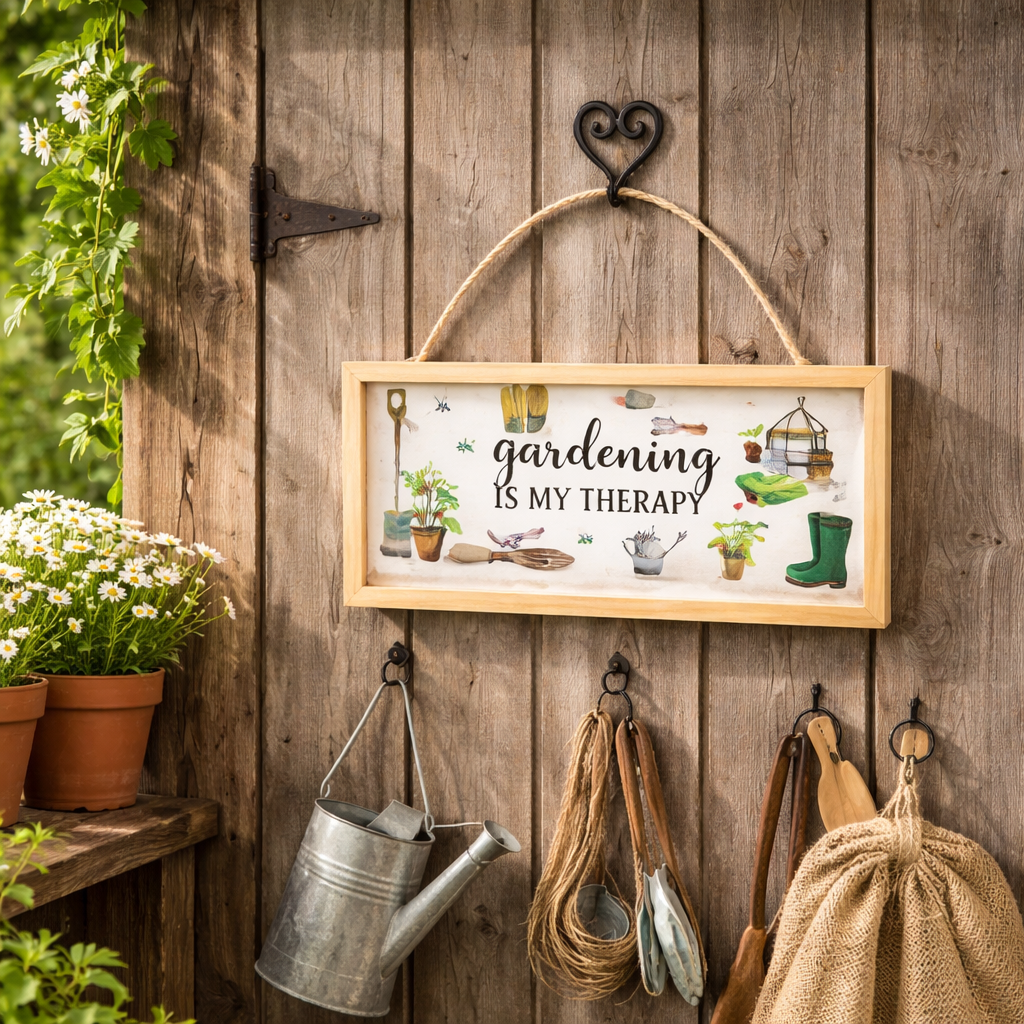 Wood Gardening Is My Therapy Plaque