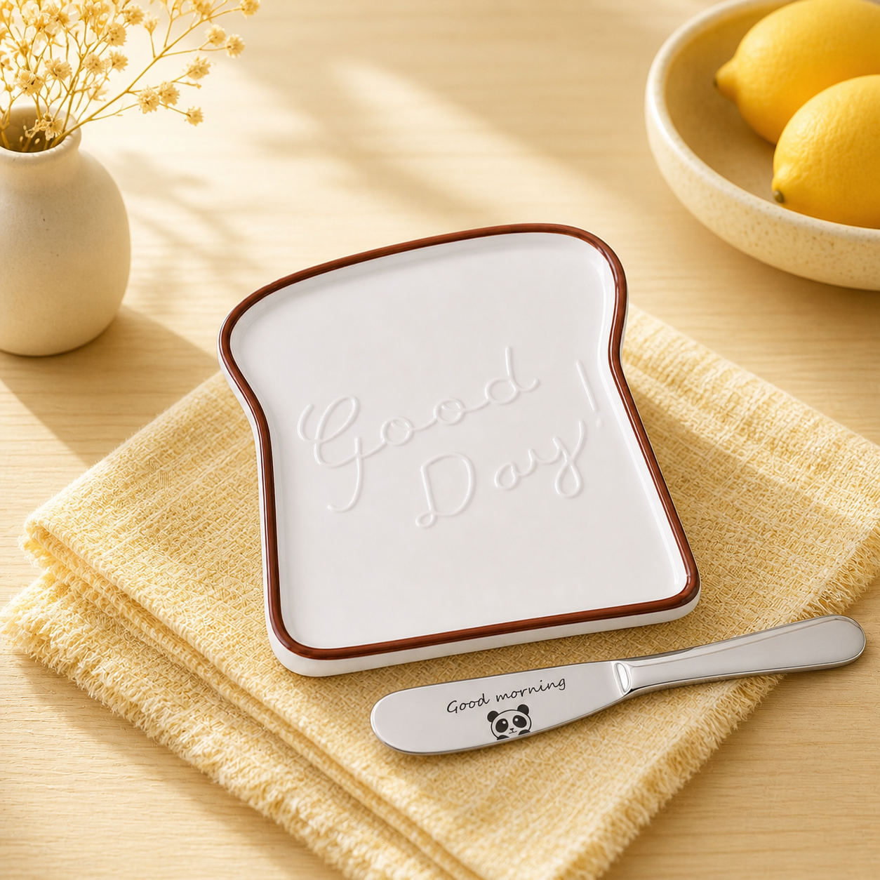 Good Day Breakfast Gift Set – Toast Plate, Butter Knife & Jam