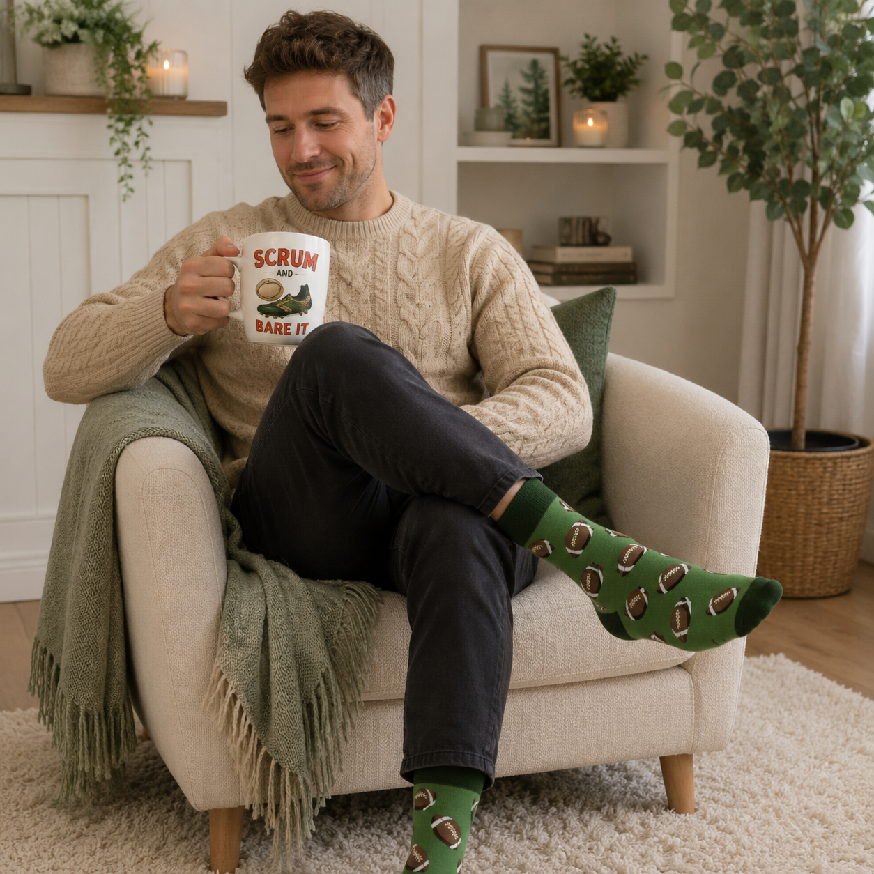 SCRUM and Bare It Rugby Gift Set – Mug & Football Socks Gift Box
