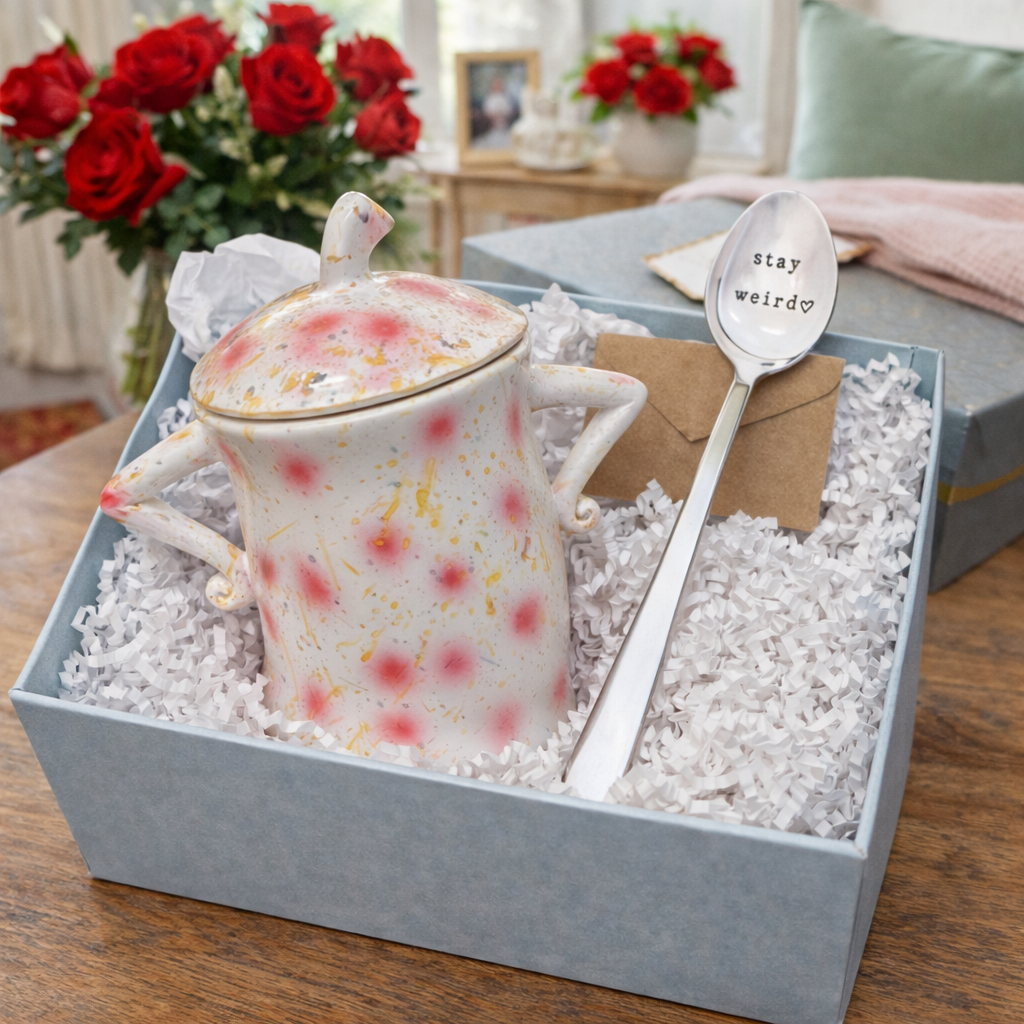 Ceramic Canisters with Attitude – 4 Colours | Gift Set with “Stay Weird” Spoon