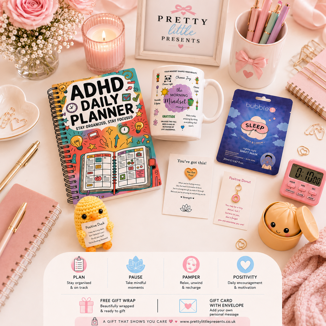 ADHD Plan, Pause, Pamper & Positivity Gift Box for Her