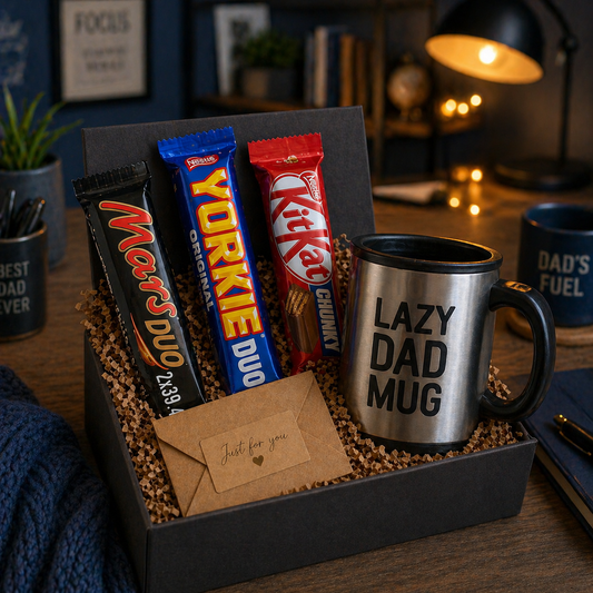 Ultimate “Lazy Dad” Gift Set Chocolate Hamper & Self-Stirring Mug