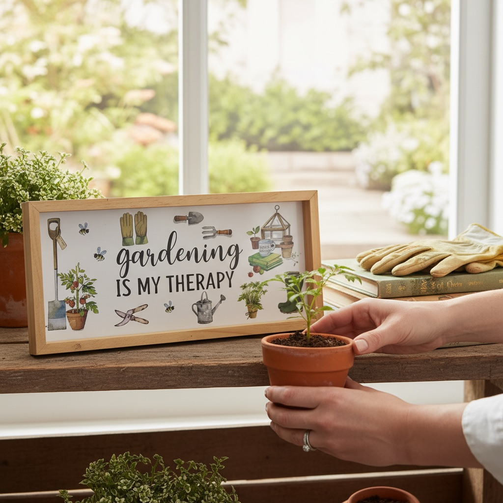 Wood Gardening Is My Therapy Plaque