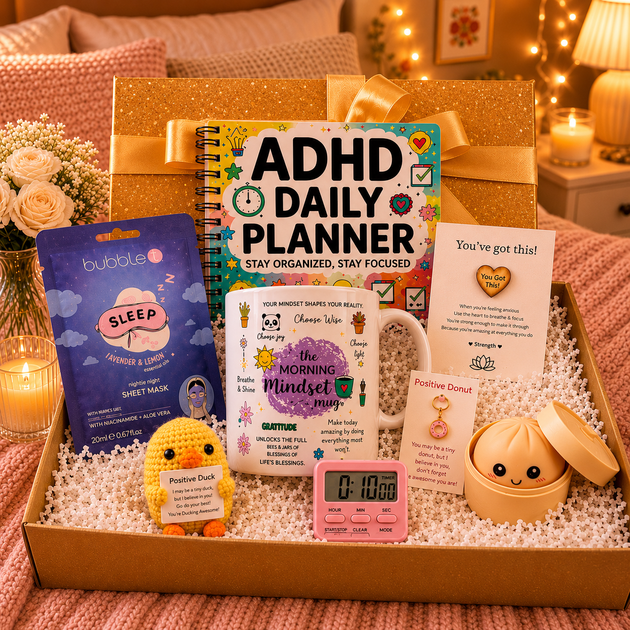 ADHD Plan, Pause, Pamper & Positivity Gift Box for Her
