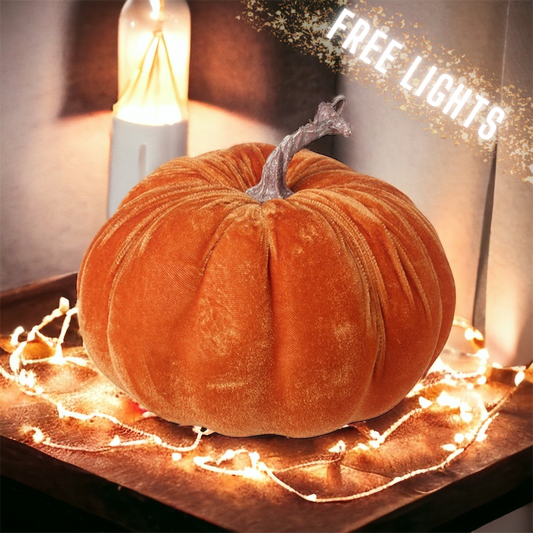 Velvet Pumpkins With Lights