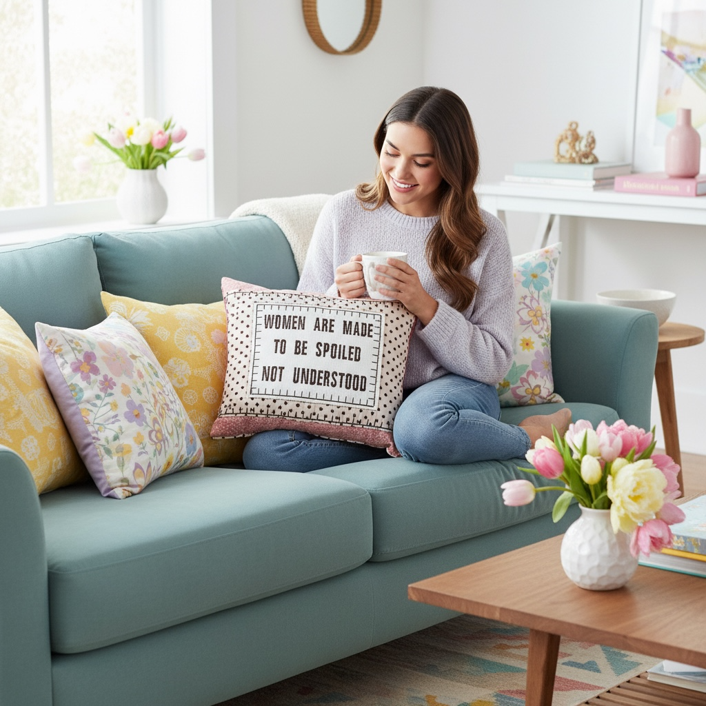 Pink Slogan Keepsake Cushion