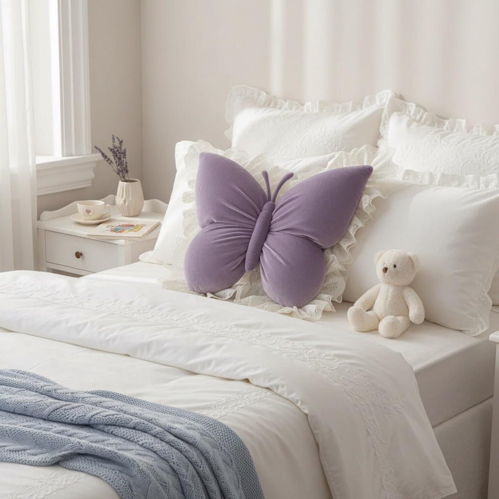 Velvet & Lace Butterfly Cushion