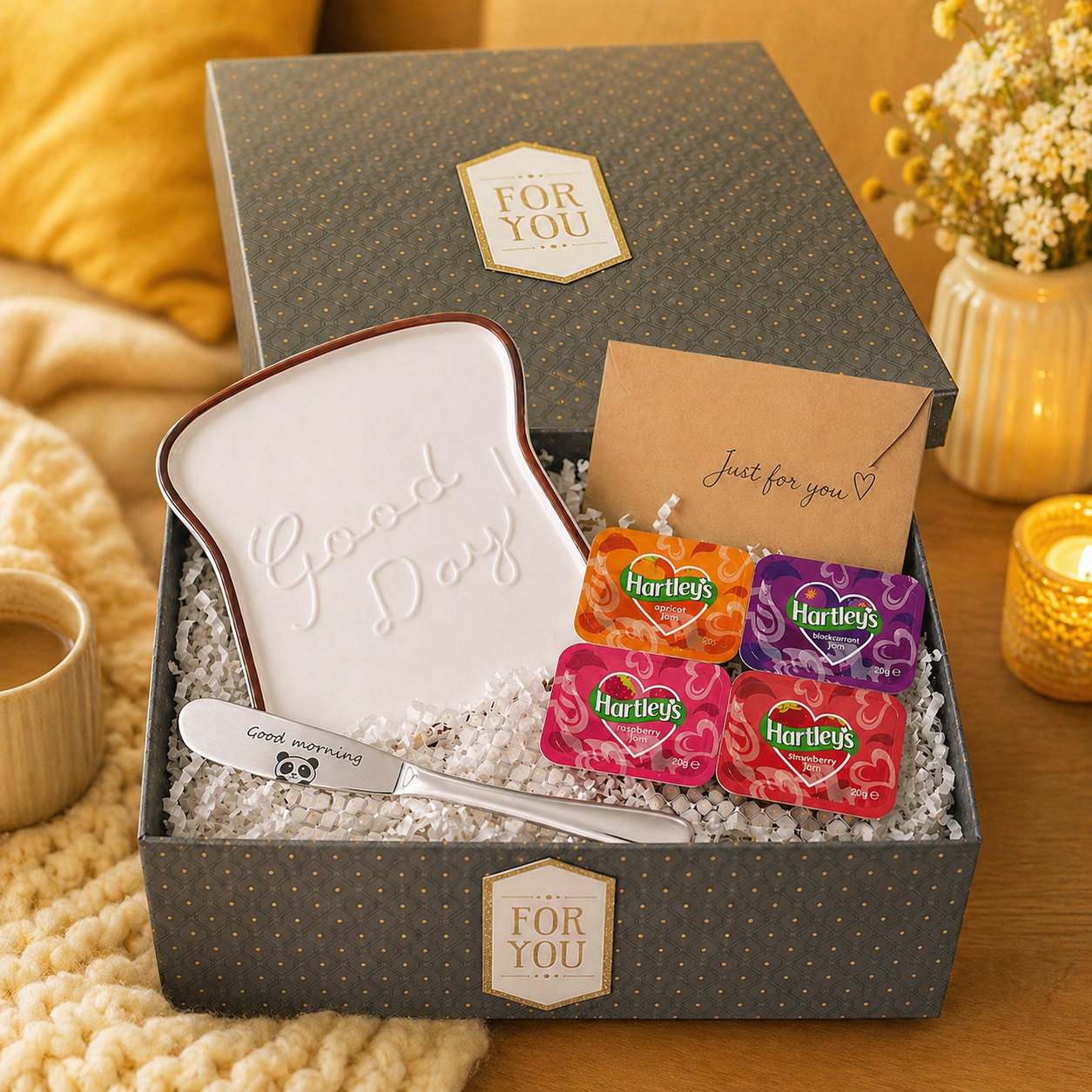 Good Day Breakfast Gift Set – Toast Plate, Butter Knife & Jam