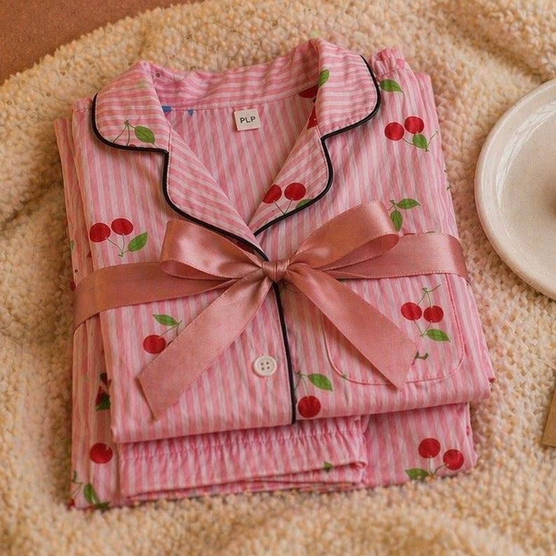 Cherry Pyjamas & Trinket Tray Gift Set