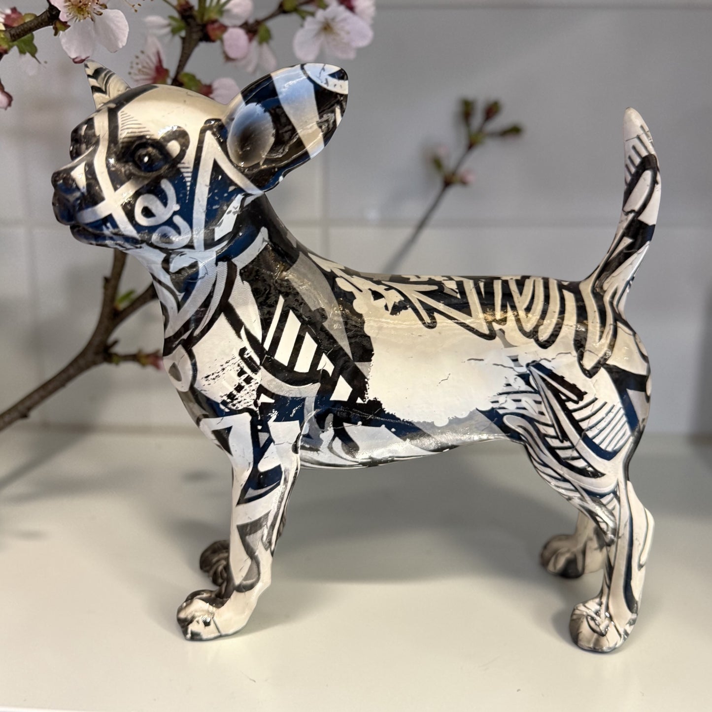 Chihuahua Graffiti Black & White Ornament