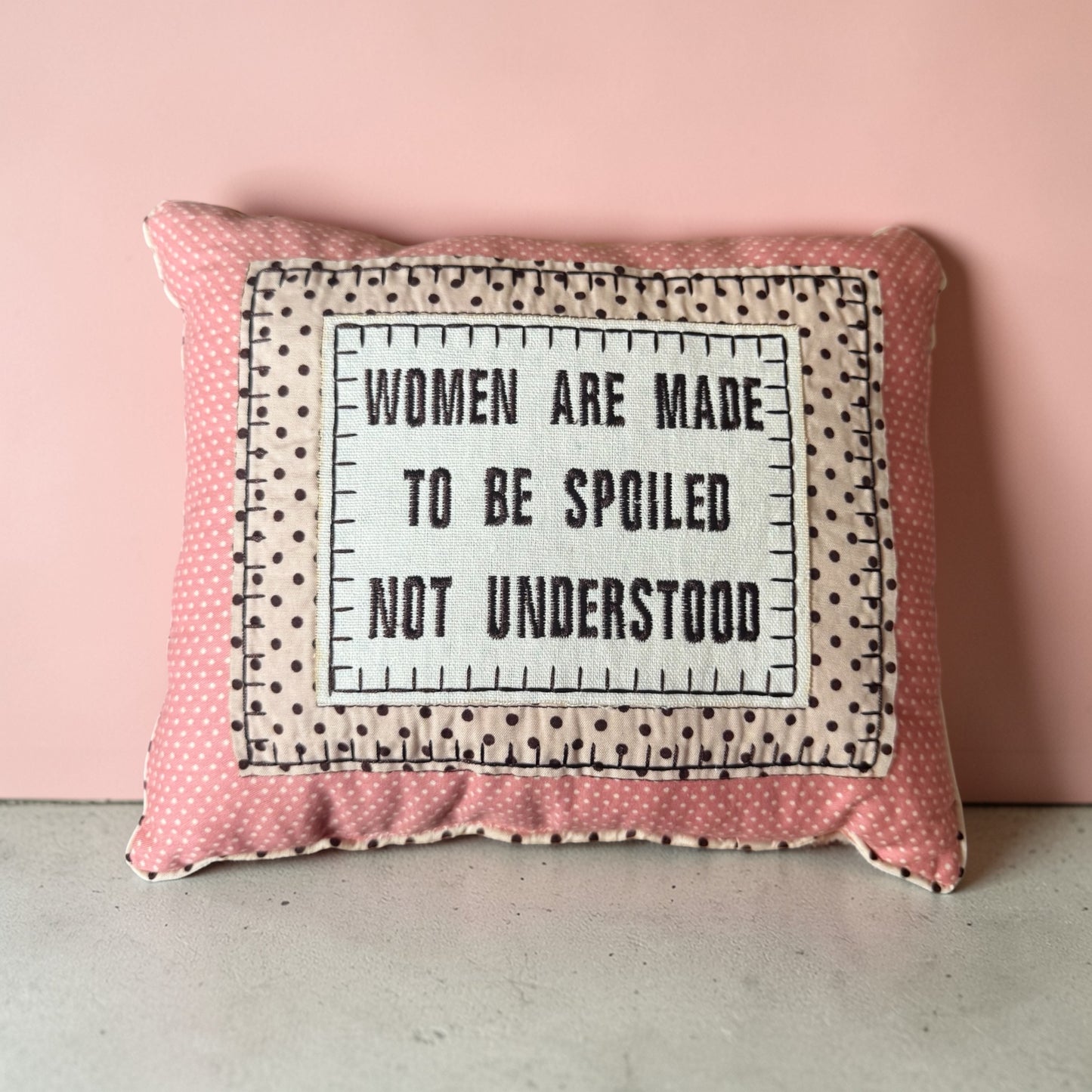 Pink Slogan Keepsake Cushion