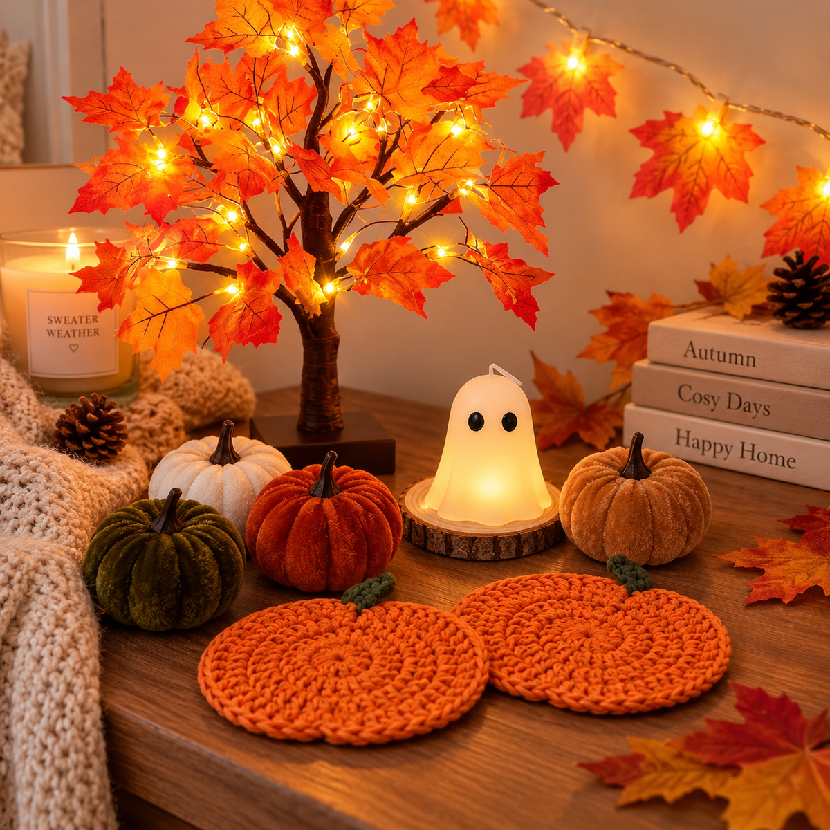 Autumn Maple Leaf Tree & Mini Homeware Gift Set