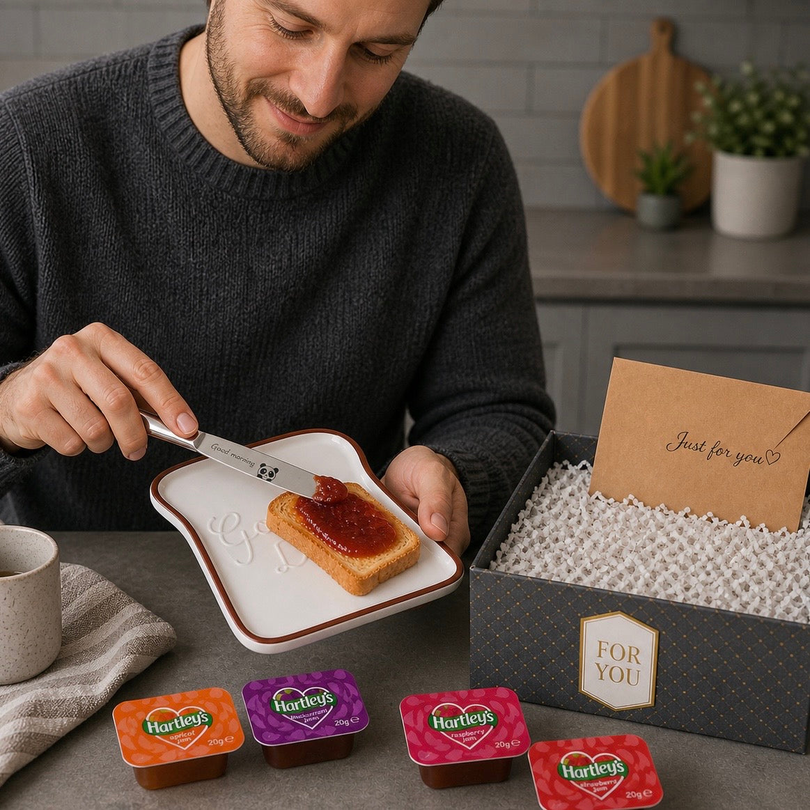 Good Day Breakfast Gift Set – Toast Plate, Butter Knife & Jam