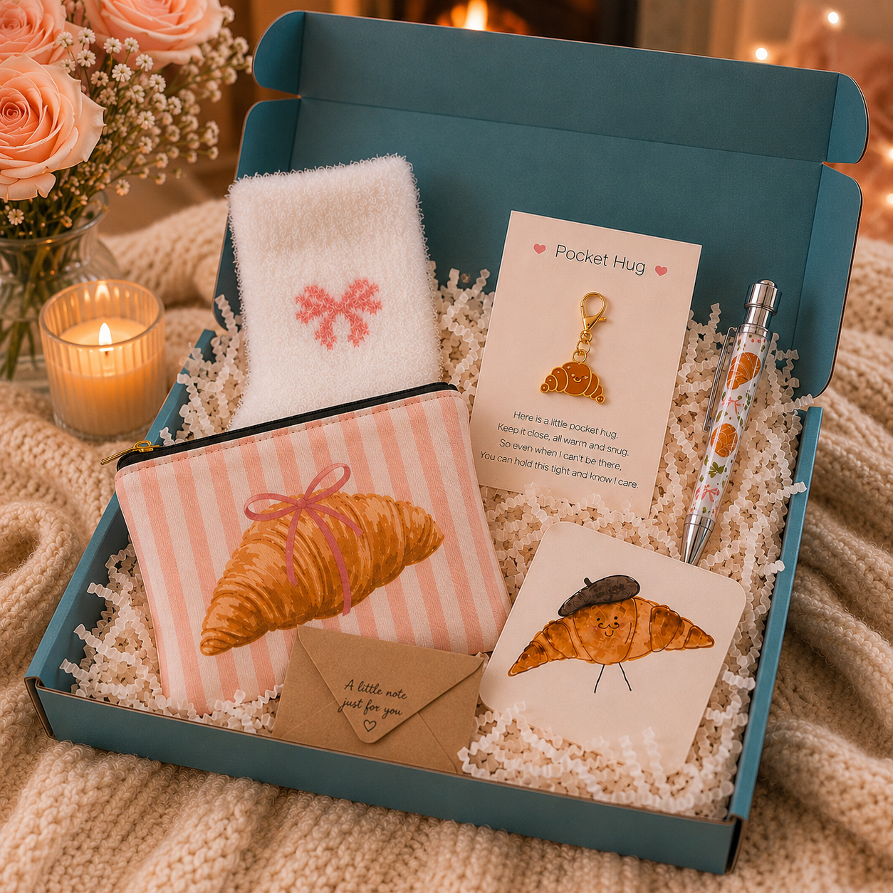 Cute Croissant Themed Letterbox Gift Set