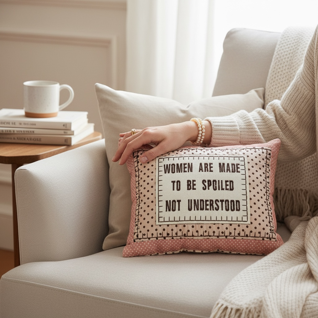 Pink Slogan Keepsake Cushion