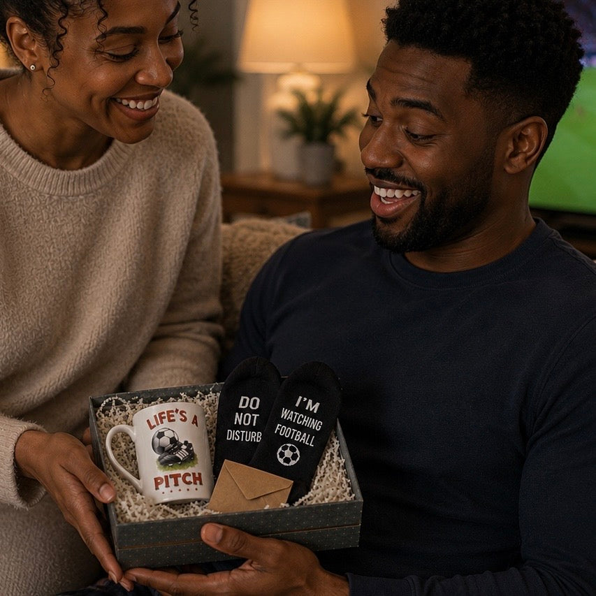 Football Gift Set for Him – Mug & Funny Socks Gift Box