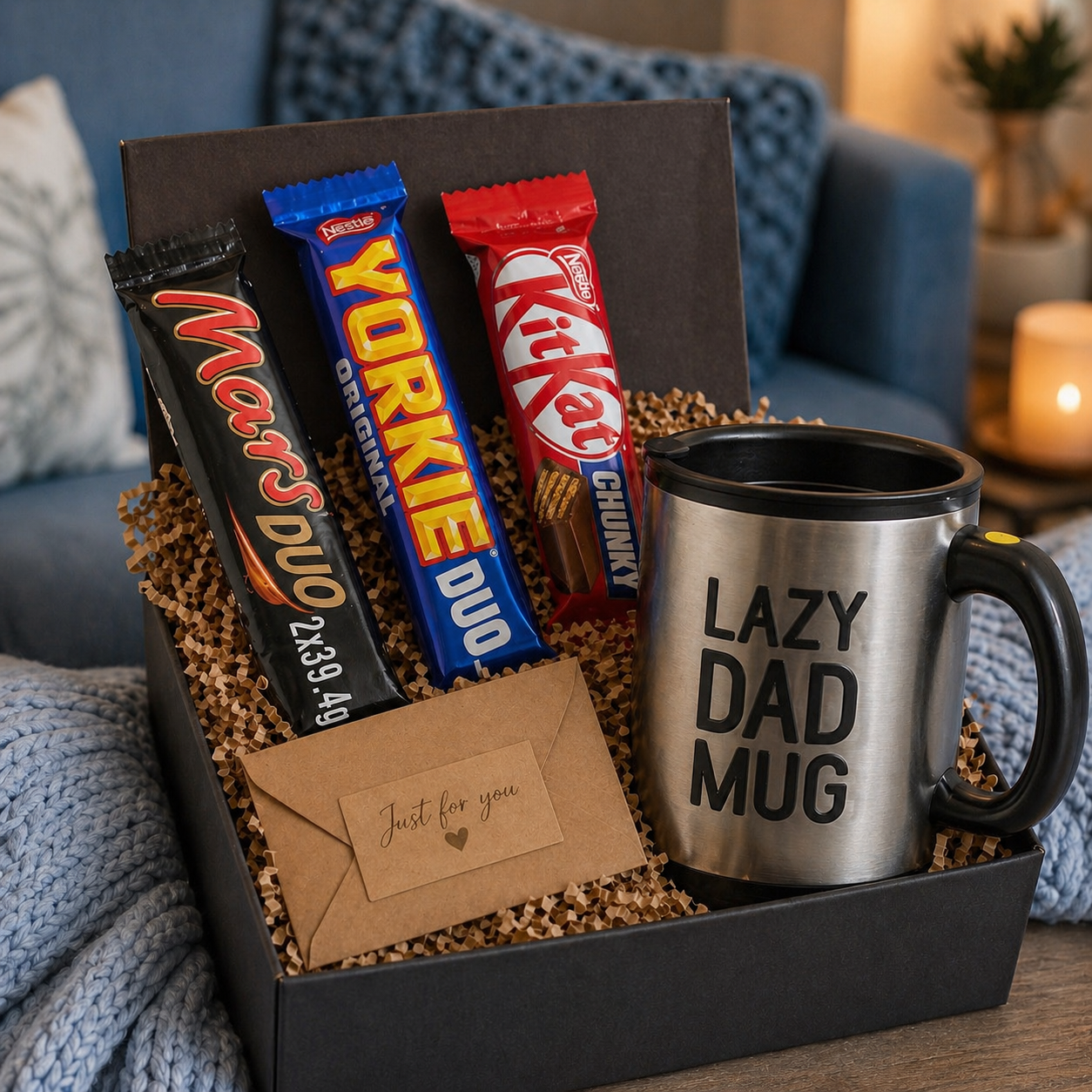 Ultimate “Lazy Dad” Gift Set Chocolate Hamper & Self-Stirring Mug