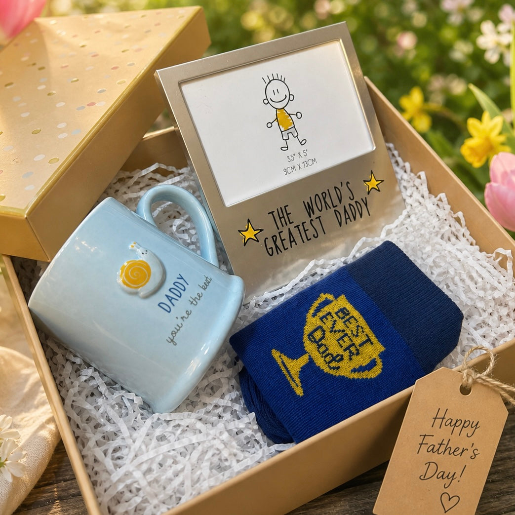 Thoughtful Dad Gift Set – Best Dad Mug, Frame & Socks
