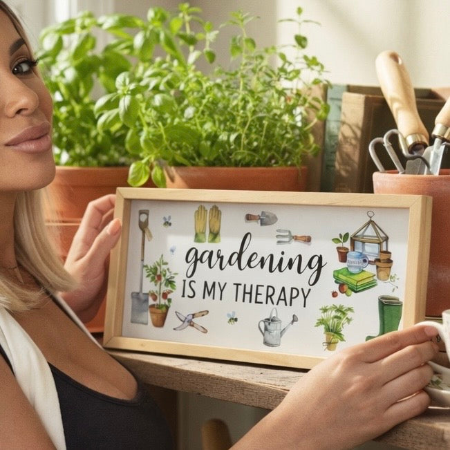 Wood Gardening Is My Therapy Plaque