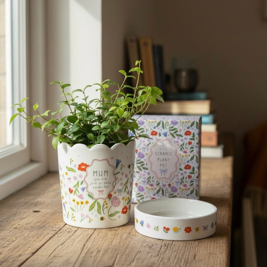 Charming Mum Plant Pot / Vase & Tray