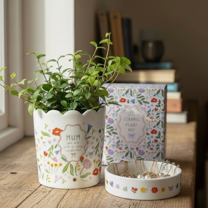 Charming Mum Plant Pot / Vase & Tray