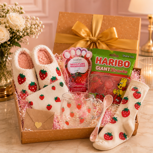 Strawberry Cozy Gift Set – The Ultimate Cute & Luxury Treat Box 🍓✨