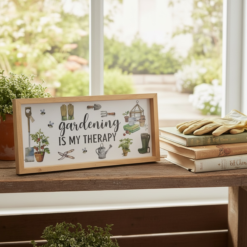 Wood Gardening Is My Therapy Plaque