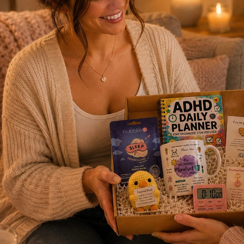 ADHD Plan, Pause, Pamper & Positivity Gift Box for Her