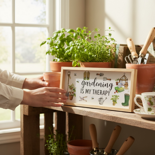 Wood Gardening Is My Therapy Plaque