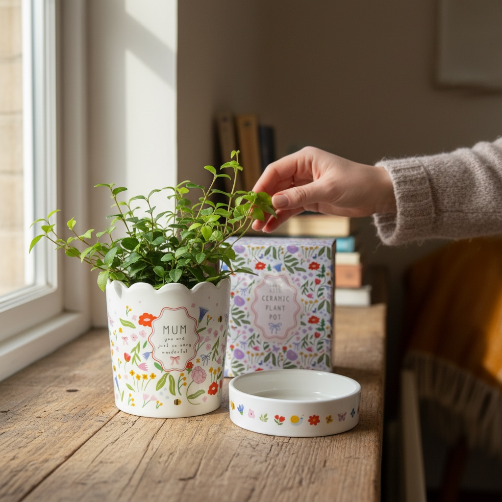 Charming Mum Plant Pot / Vase & Tray