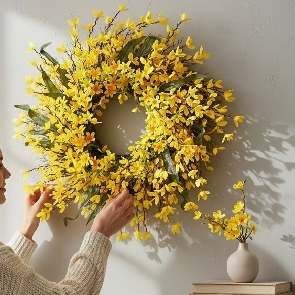 Vibrant Yellow Bloom Spring Wreath