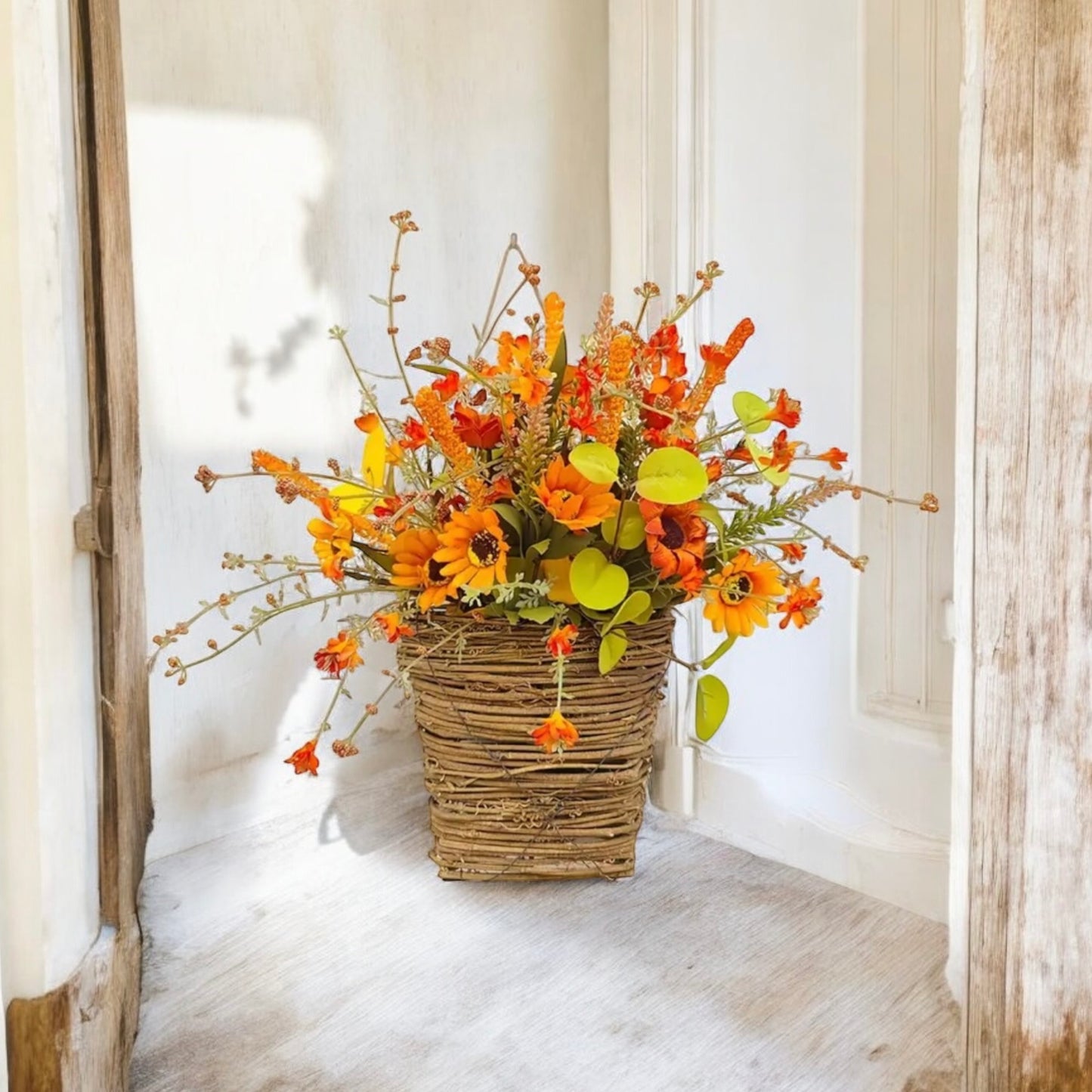 Autumn / Fall Basket Door Wreath